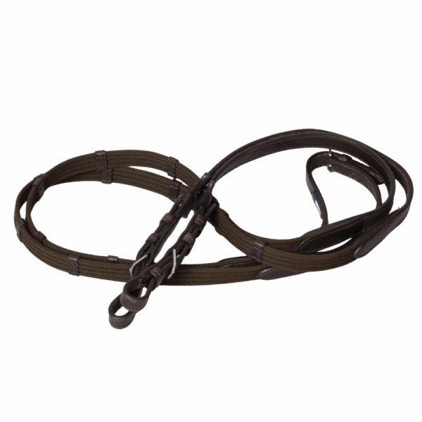 Rênes en tissu avec arrêtoirs GBS Sellier chocolat
