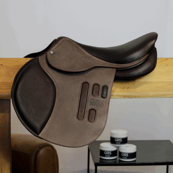 Selle GBS Sellier en cuir chocolat double quartier et finition couleur chocolat